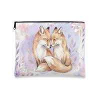 Fanciful Fox - Bolsa de maquillaje vintage floral para mujer, organizador portátil de lona con cremallera, bolsa de aseo de viaje de primavera, Melocotón, 7x9 Inch, Zorro