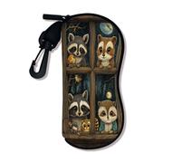 Fanciful - Funda suave para gafas, bonito soporte para gafas de arte de animales del bosque con gancho de cremallera, almacenamiento portátil de viaje para leer, Multicolor, 3x7 Inch