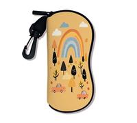 Fanciful - Funda suave para gafas, diseño de árboles arcoíris y soporte para gafas con cierre de cremallera, neopreno portátil de viaje, Amarillo, 3x7 Inch