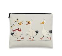 Fanciful Geese - Bolsa de maquillaje con bonito patrón de ganso para mujer, organizador portátil de lona con cremallera, artículos esenciales de viaje para vacaciones, Blanco, 7x9 Inch, Gansos