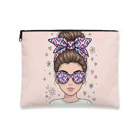 Fanciful Girl - Bolsa de maquillaje con ilustración, bonita bolsa de cosméticos floral para mujer, organizador portátil de lona con cremallera, bolsa de aseo diario para el cuidado de la piel