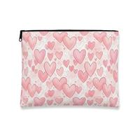 Fanciful Hearts - Bolsa de cosméticos con diseño de corazón de melocotón, bolsa de maquillaje para mujer, organizador portátil de artículos de cambiador con cierre para el día de San Valentín
