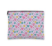 Fanciful Hearts Bolsa de maquillaje, bolsa de viaje para cosméticos de estrellas juguetonas para mujer, organizador portátil de lona con cremallera, bolsa de aseo diario, Melocotón, 7x9 Inch