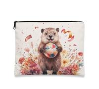 Fanciful Hedgehog - Bolsa de maquillaje portátil con diseño floral colorido para mujeres, divertido organizador de artículos de tocador de viaje, Blanco, 7x9 Inch, Animal