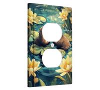 Fanciful Otters - Placas de cubierta para interruptor de luz/cubiertas de toma, tema de agua azul aguamarina para habitaciones de niños, placas de pared termoplásticas, toma dúplex individual de
