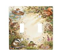 Fanciful - Placa de cubierta doble para interruptor de luz con animales del | Criaturas del bosque, ilustración de libro de cuentos, tema rústico, arte natural, decoración rústica de pared