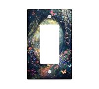 Fanciful - Placa de cubierta para interruptor de luz de bosque, cubiertas de toma, mariposas florales vibrantes para decoración del hogar, placas de pared termoplásticas, balancín individual de tamaño