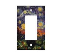 Fanciful - Placa de cubierta para interruptor de luz de gato tocando violín, diseño vibrante de cielo nocturno, detalles decorativos de pared, placas de pared termoplásticas, balancín individual de