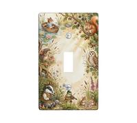 Fanciful - Placa de interruptor de palanca con ilustración de animales del | Criaturas del bosque, ilustración de libro de cuentos, tema rústico, arte natural, decoración rústica de pared