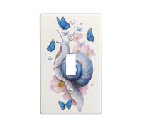 Fanciful - Placas de cubierta para interruptor de luz de caracol y mariposa, diseño azul suave inspirado en la naturaleza para decoración del hogar, placas de pared termoplásticas, palanca individual