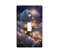 Fanciful Pumpkin House - Placa de cubierta para interruptor de luz, cubierta de enchufe, diseño de fantasía de cielo nocturno para decoración del hogar, placas de pared termoplásticas, tamaño estándar