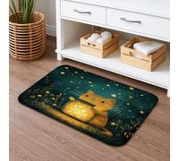 Fanciful - Tapete de baño con diseño de gato luminoso en la oscuridad, bonito patrón de horizonte nocturno, absorbente, antideslizante, decoración del hogar para baño, inodoro, baño, 16 x 24 pulgadas