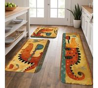 Fanciful - Tapetes de cocina de dinosaurios para piso, tapetes suaves con patrón de criaturas coloridas, acolchados, cómodos, lavables, antideslizantes, para fregaderos de cocina y salas de juegos, 3