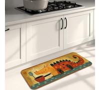 Fanciful - Tapetes de cocina de dinosaurios para piso, tapetes suaves con patrón de criaturas coloridas, acolchadas, cómodas, lavables, antideslizantes, para fregaderos de cocina y salas de juegos