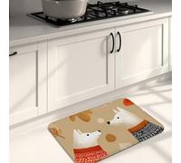 Fanciful - Tapetes de cocina para piso, patrón de zorros y hojas, tapetes suaves, acolchados, cómodos, lavables, antideslizantes, decoración para fregaderos de cocina, lavandería, baño, 20 x 31