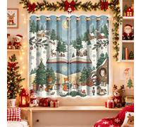 Fanciful Winter Forest - Cortinas opacas con diseño de libro de cuentos | Animales del bosque, cortinas de oscurecimiento, pueblo nevado, tema de bosque fantástico, tratamiento de ventana de