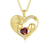 FANCIME Cadena para mujer de plata de ley 925, diseño de corazón para madre y niños, regalo para el día de la madre, regalo de cumpleaños para mamá, mujer y mujer, one size, Plata esterlina Gema