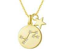 FANCIME Collar con Colgante de Signos del Zodiaco Escorpio Horoscopo Collar para Mujer de Plata de Ley 925 Chapada Oro Amarillo y Circonita Cúbica - Longitud Cadena: 40 + 5 cm