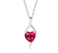 FANCIME Collar de oro blanco macizo 585 de 14 quilates para mujer, 6 mm, colgante de piedras preciosas con diamantes de laboratorio, cadena de plata de ley, cadena de aniversario, regalo de cumpleaños