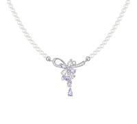 FANCIME Collar de plata de ley chapada en oro blanco con diamantes de imitación, joyería fina, aniversario, cumpleaños, día de la madre, regalo de boda para ella, mujer y mamá