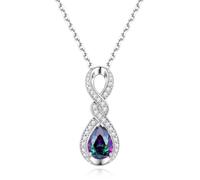 FANCIME Infinity Embrace - Collar con piedra natal para mujer, plata de ley, colgante de piedras preciosas, cumpleaños, aniversario, Navidad, Día de la Madre, joyería fina regalos para mujeres