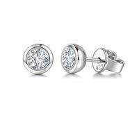 FANCIME Lab-Grown - Pendientes de diamante (colores D-E, pureza VS) de plata de ley 925, Plata de ley, Diamante