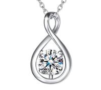 FANCIME Plata de Ley 925 Collar de Piedra Natal de Abril Collar Infinity Zirconia Cúbica con Hermoso Joyería Regαlo de Navidad Cumpleaños de San Valentín Aniversario para Mujer Niña, 40+5cm