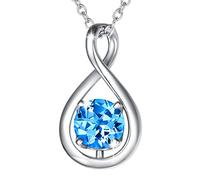 FANCIME Plata de Ley 925 Collar de Piedra Natal de Noviembre Collar Infinity de Topacio Azul con Hermoso Joyería Regαlo de Navidad Cumpleaños de San Valentín Aniversario para Mujer Niña, 40+5cm