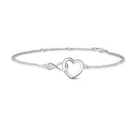 FANCIME Pulsera de Plata de Ley 925 para Mujer Pulsera Infinita en Forma de Corazón Blanca, con Hermosa Caja de joyería Cumpleaños de Navidad día de San Valentín Aniversario Presente para las Mujeres