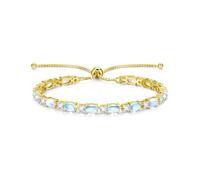 FANCIME Pulsera Tenis de Piedra de Nacimiento para Mujer Plata de Ley Bañada en Oro Amarillo Brazalete Tenis Bolo con Gema Oval Regalo de Joyería Fina Navidad Aniversario Cumpleaños para Ella Esposa