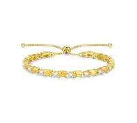 FANCIME Pulsera Tenis de Piedra de Nacimiento para Mujer Plata de Ley Bañada en Oro Amarillo Brazalete Tenis Bolo con Gema Oval Regalo de Joyería Fina Navidad Aniversario Cumpleaños para Ella Esposa