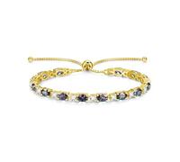 FANCIME Pulsera Tenis de Piedra de Nacimiento para Mujer Plata de Ley Bañada en Oro Amarillo Brazalete Tenis Bolo con Gema Oval Regalo de Joyería Fina Navidad Aniversario Cumpleaños para Ella Esposa