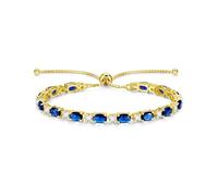 FANCIME Pulsera Tenis de Piedra de Nacimiento para Mujer Plata de Ley Bañada en Oro Amarillo Brazalete Tenis Bolo con Gema Oval Regalo de Joyería Fina Navidad Aniversario Cumpleaños para Ella Esposa