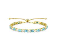 FANCIME Pulsera Tenis de Piedra de Nacimiento para Mujer Plata de Ley Bañada en Oro Amarillo Brazalete Tenis Bolo con Gema Oval Regalo de Joyería Fina Navidad Aniversario Cumpleaños para Ella Esposa