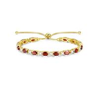 FANCIME Pulsera Tenis de Piedra de Nacimiento para Mujer Plata de Ley Bañada en Oro Amarillo Brazalete Tenis Bolo con Gema Oval Regalo de Joyería Fina Navidad Aniversario Cumpleaños para Ella Esposa