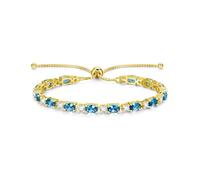 FANCIME Pulsera Tenis de Piedra de Nacimiento para Mujer Plata de Ley Bañada en Oro Amarillo Brazalete Tenis Bolo con Gema Oval Regalo de Joyería Fina Navidad Aniversario Cumpleaños para Ella Esposa