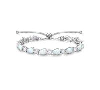 FANCIME Pulsera Tenis de Piedra de Nacimiento para Mujer Plata de Ley Bañada en Oro Blanco Brazalete Tenis Bolo con Gema Pera Regalo de Joyería Fina Navidad Aniversario Cumpleaños para Ella Esposa