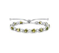 FANCIME Pulsera Tenis de Piedra de Nacimiento para Mujer Plata de Ley Bañada en Oro Blanco Brazalete Tenis Bolo con Gema Pera Regalo de Joyería Fina Navidad Aniversario Cumpleaños para Ella Esposa