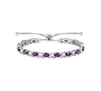 FANCIME Pulsera Tenis de Piedra de Nacimiento para Mujer Plata de Ley Bañada en Oro Blanco Brazalete Tenis Bolo con Gema Oval Regalo de Joyería Fina Navidad Aniversario Cumpleaños para Ella Esposa