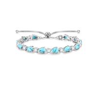 FANCIME Pulsera Tenis de Piedra de Nacimiento para Mujer Plata de Ley Bañada en Oro Blanco Brazalete Tenis Bolo con Gema Pera Regalo de Joyería Fina Navidad Aniversario Cumpleaños para Ella Esposa