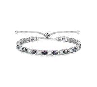 FANCIME Pulseras de tenis con piedra natal para mujer, plata de ley chapada en blanco, pulsera de tenis bolo con piedra preciosa de forma ovalada, Navidad, San Valentín, joyería fina, regalos para