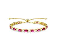 FANCIME Pulseras de tenis con piedra natal para mujer, plata de ley, chapadas en oro amarillo, pulseras de tenis bolo, forma ovalada, piedras preciosas, Navidad, aniversario, cumpleaños, joyería fina