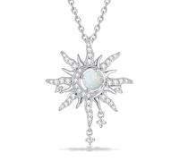 FANCIME Soluna Nexus Collar de piedra natal para mujer, plata de ley, joyas de luna, colgante de sol, joyas finas, piedras preciosas, regalo para el día de las madres para mujeres, Plata esterlina Oro