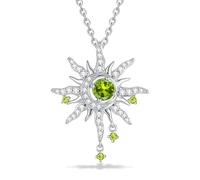 FANCIME Soluna Nexus Collar de piedra natal para mujer, plata de ley, joyas de luna, colgante de sol, joyas finas, piedras preciosas, regalo para el día de las madres para mujeres, Plata esterlina Oro