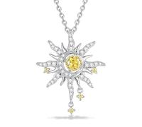 FANCIME Soluna Nexus Collar de piedra natal para mujer, plata de ley, joyas de luna, colgante de sol, joyas finas, piedras preciosas, regalo para el día de las madres para mujeres, Plata esterlina Oro