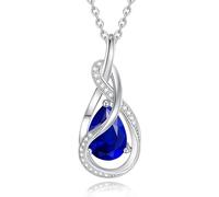 FANCIME TimelessTie Collar de piedra natal para mujer, plata de ley, con nudo de cinta, colgante fino, joya de piedras preciosas, regalo para el día de las madres, para mujeres, mujeres, madres, etc
