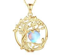 FANCIME Tree of Life Árbol de la Vida Collar de Piedra de Nacimiento Collar de Plata de Ley Colgante de Piedra de Nacimiento Cadena de Piedra Preciosa Aniversario Cumpleaños Joyería Navidad Regalos