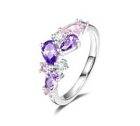 FANCIME Wisteria - Anillos de plata de ley chapados en oro blanco con múltiples cortes de piedras preciosas, joyería fina, cumpleaños, boda, fiesta, graduación, día de la madre, regalos de graduación