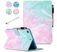 Fancity Funda para iPad Mini 5 Mini 4, Mini 3 Mini 2 Funda Protectora, PU Cuero Smart Auto Wake/Sleep Case con Soporte Ranura para Tarjeta Portalápices para iPad Mini 7.9 Pulgadas, Verde Rosa