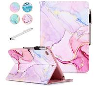 Fancity Funda Protectora para iPad Mini 5, 4, 3, 2 de Piel Sintética, con Función Atril, Ranura para Tarjetas, Soporte para Lápiz, 7.9 Pulgadas, Mármol Rosa